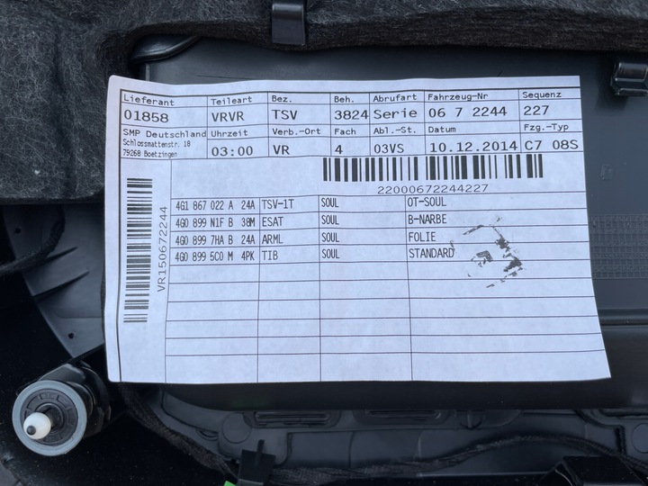 фото №8, Боковина двері передніх оббивка pp audi a6 c7 4g usa шкіра