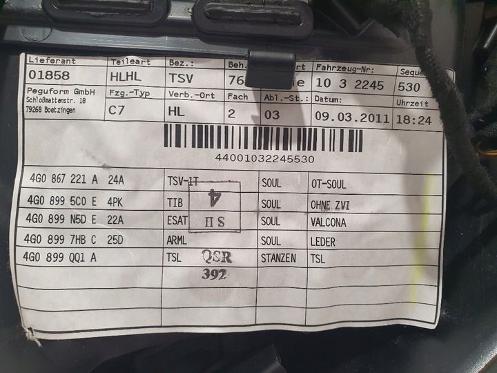 фото №11, A6 c7 4g0 оббивка двері лівий зад задня шкіра підсвітка led ambiente