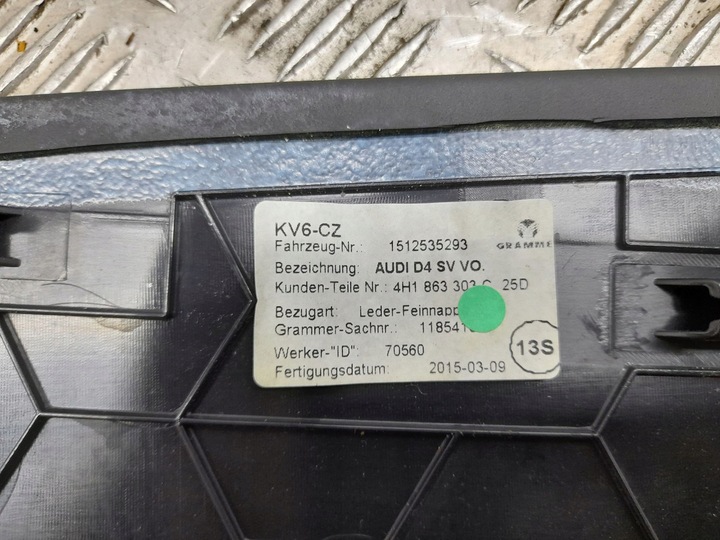 фото №5, Audi a8 s8 d4 4h 2015 перед сторона ліва захист бокова тунелю середнього