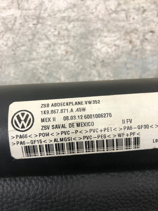 фото №7, Ролета багажника vw golf vi универсал 1k9867871a