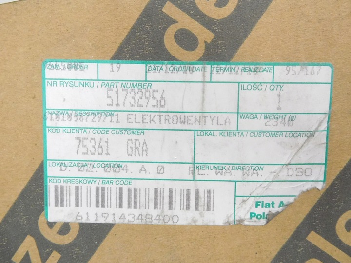 фото №11, Вентилятор радиатор fiat seicento оригинальный номер 51732956