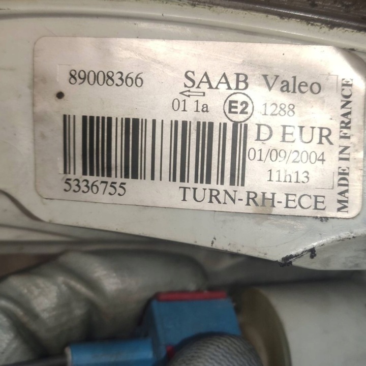 фото №10, Поворотник правое передний saab 9-5 рестайлинг fl eu европа 89008366