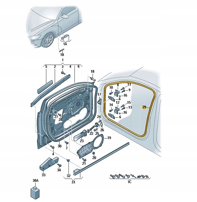 фото №1, Прокладка двері внутрішня перед audi a6 c7 aso