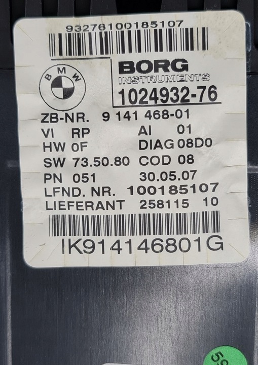 фото №8, Спідометр  прилади bmw 1 e81 2.0 9141468 європа