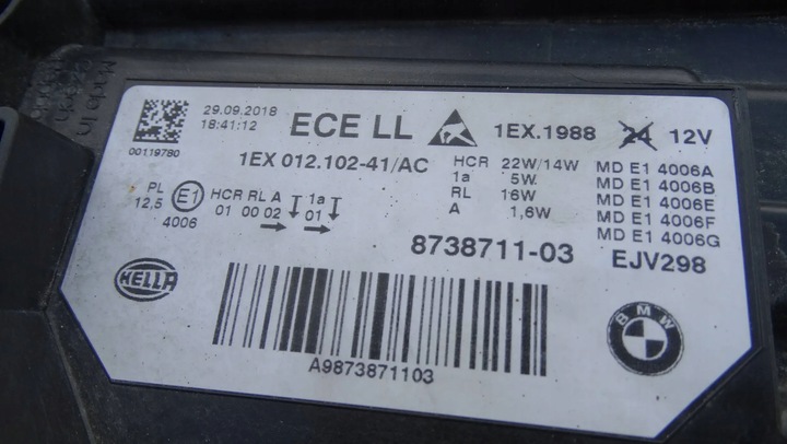 фото №8, Лампа левый перед 8738711 bmw 3 f30 f31 рестайлинг полный led