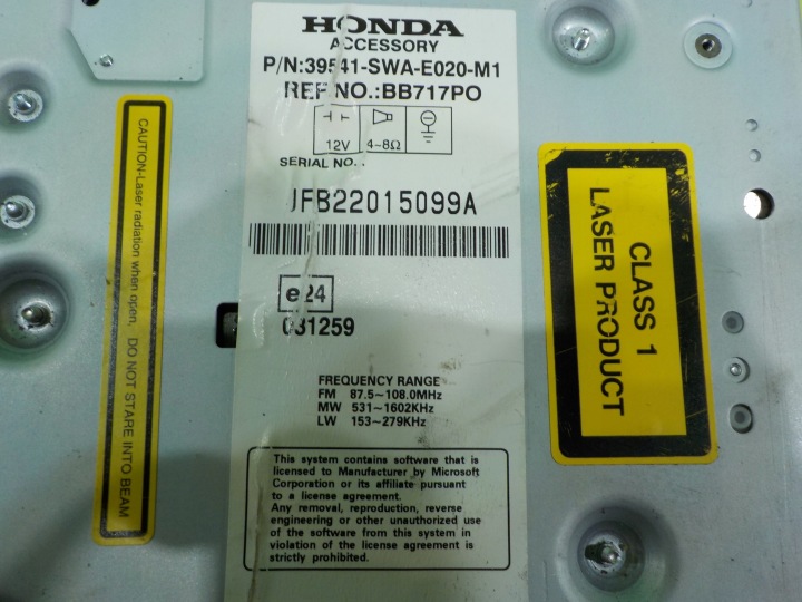фото №5, Honda cr-v crv iii 2.2 i-ctdi 08r suv 5d магнитола cd магнитола 39541swae020m1