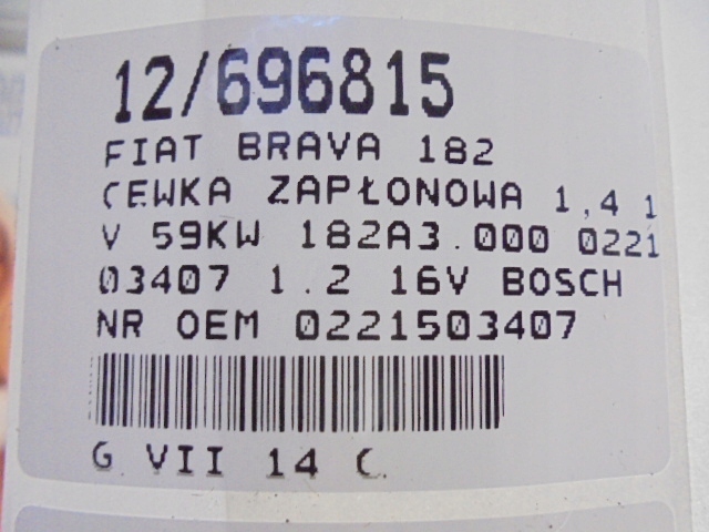 фото №7, Fiat brava катушка зажигания 0221503407 1,2 16v