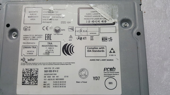 фото №8, Считыватель мультимедиа навигация skoda fabia karoq kodiaq octavia superb 5q0035874c