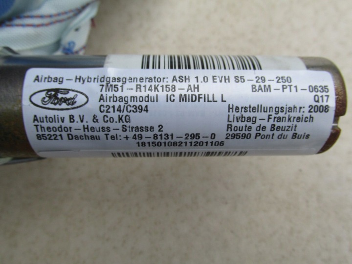 фото №9, Подушка безпеки шторка права ліва c-max mk1 рестайлінг 2007 2010