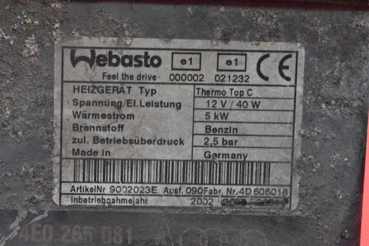 фото №6, Вебасто обігрів стояночний 4e0265081 9002023e audi a8 d3 4.2 v8 335 km