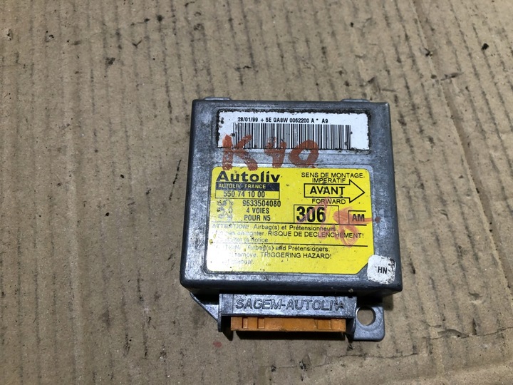 фото №1, Модуль датчик подушка безпеки peugeot 306 9633504080