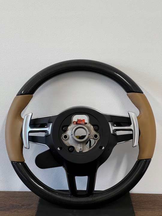 фото №13, Шкіряний кермо карбон пелюстки porsche 911 991 рестайлінг