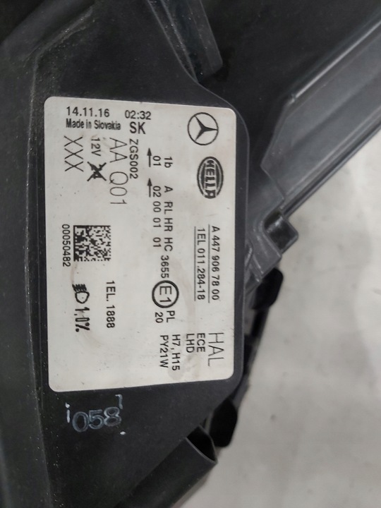 фото №8, Лампа правая перед mercedes vito a447 447 обычная