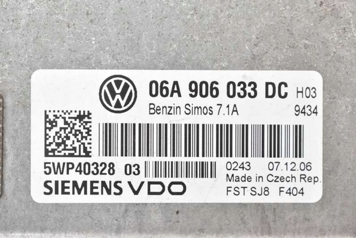 фото №7, Блок управления компьютер двигателя 06a906033dc 5wp40328 golf 5 v plus 1.6 8v 102 km