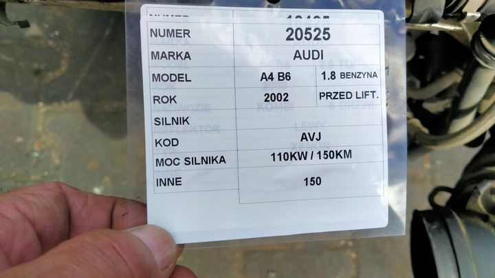 фото №6, Audi a4 b6 1,8b 110kw 150km turbo двигатель комплектный avj