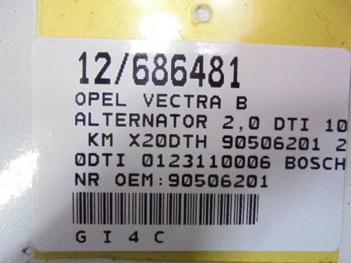 фото №7, Vectra b генератор 90506201 2,0dti 0123110006