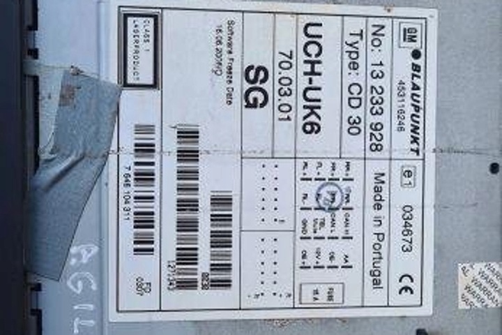 фото №5, Радіо з навігація opel agila a h00 13233928 1.0l бензин 44kw 2007