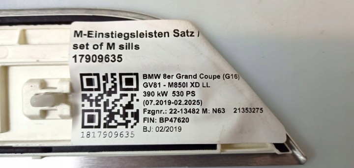фото №8, Заглушка передняя накладки пороговой bmw 8 g16 8077785