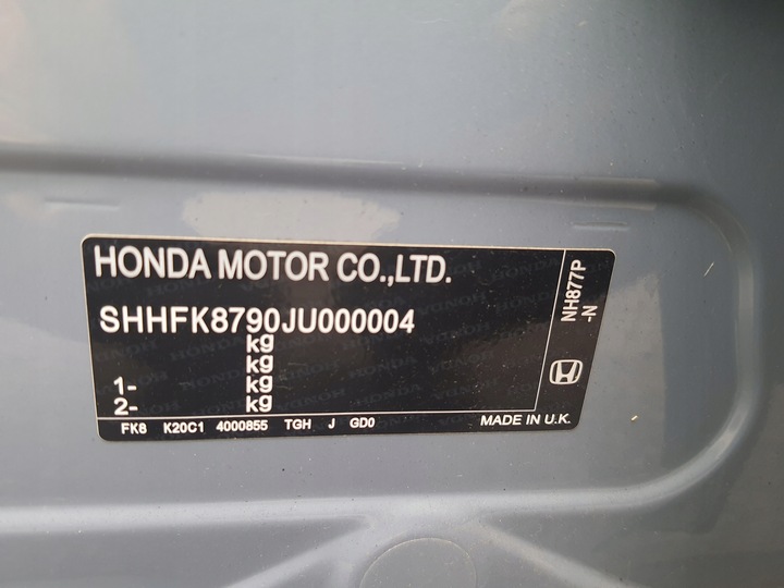 фото №2, Honda civic x тип r nh788p 17- чверть права