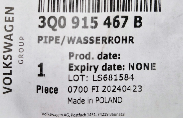 фото №8, Volkswagen passat шланг жидкости охлаждающей датчик температуры 3q0915467b