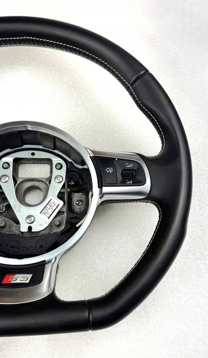 фото №6, Руль audi a3 s3 8v мультифункция чёрная кожа белая nić