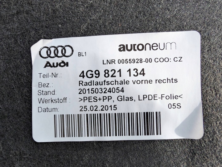 фото №6, Audi a6 s6 c7 4g підкрилок передні перед права 4g9821134 нове оригінал