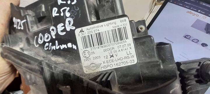 фото №8, Mini r56 clubmann лампа праві перед bi-xenon 03011225272 162705-03 рік 06-