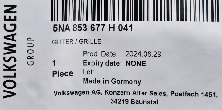 фото №9, Vw tiguan решётка решётка средняя бампера перед 5na853677h 041 оригинальная