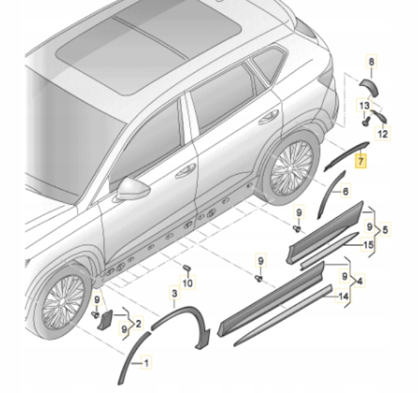 фото №1, Оригінальний номер seat 575854989d накладка краю підкрилки лівий зад seat ateca