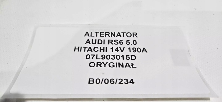 фото №8, Генератор audi rs6 5.0 hitachi 14v / 190a оригинал
