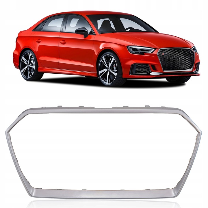 фото №1, Audi rs3 8va 2017-2020 рамка решітка срібна сатинова 8v5853651r