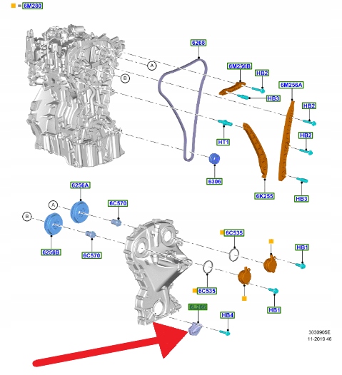 фото №1, Натягувач розподільний вал 1.0 eb ford fiesta puma focus 18- 2207964 _ h6bg-6l266-aa