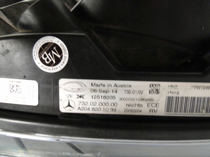 фото №7, Mercedes glk 204 x204 рестайлінг лампа передня права звичайна h7