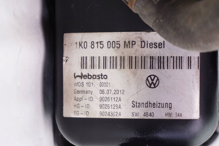 фото №9, Отопление стояночный вебасто vw caddy touran 1k0815005mp 9026129a