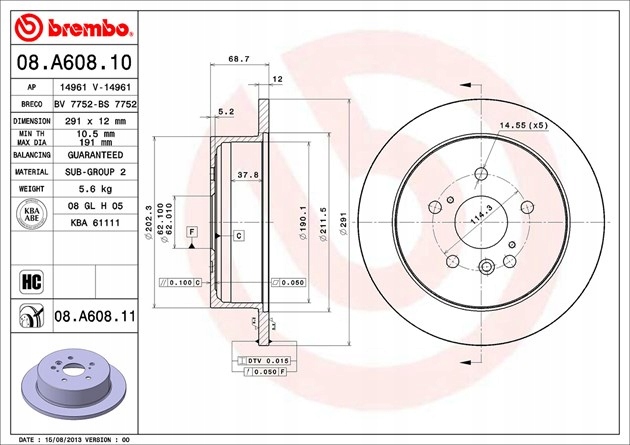 фото №2, Brembo 08.a608.11 диск тормозная
