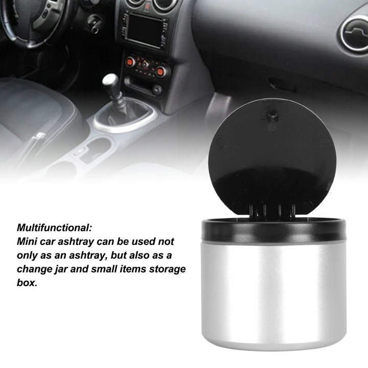 фото №16, Пепельница автомобильная корзина контейнер мусорница серебряный