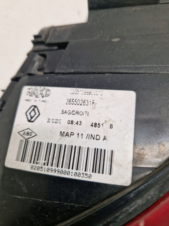 фото №12, Renault clio iv 2014 зад сторона правая лампа задняя