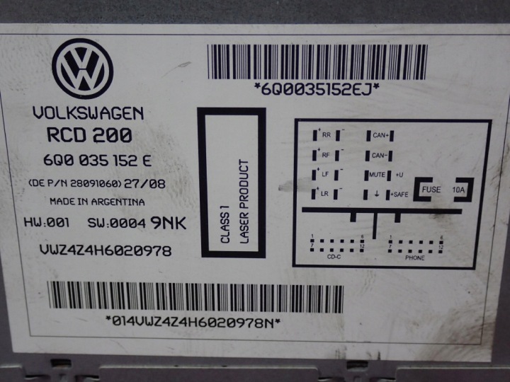фото №6, Vw polo iv 9n 05-09 рестайлинг магнитола cd 6q0035152e