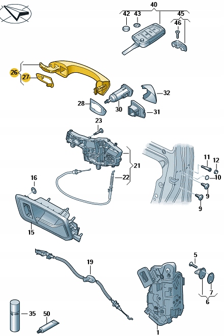 фото №1, Ручка наружная дверь правая vw tiguan оригинал