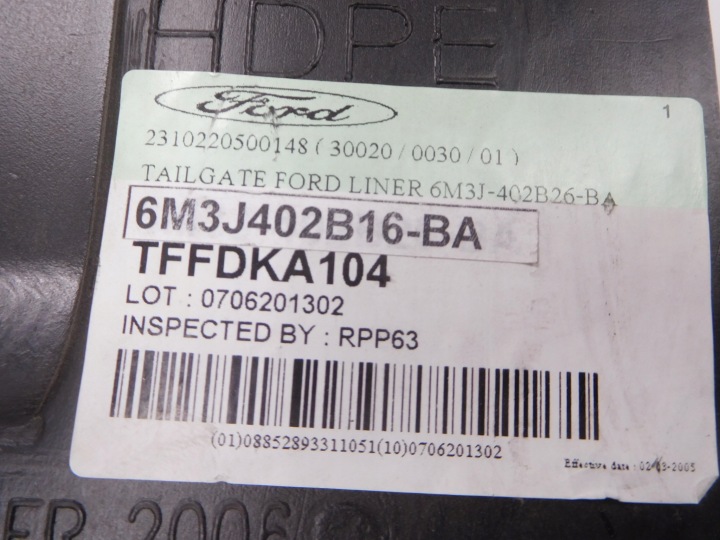 фото №7, Wyściółka задньої кришки ford ranger pj/pk oem номер 1466205