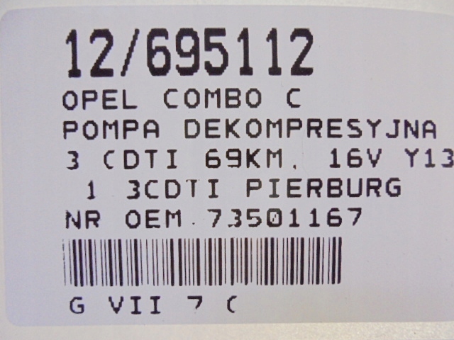 фото №7, Opel combo c насос dekompresyjna 1.3 cdti