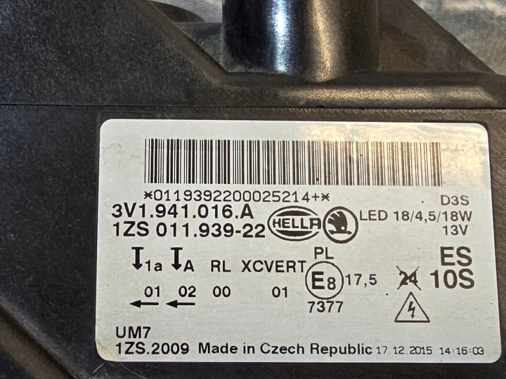 фото №10, Skoda superb iii 3v1 ксенон led левый правые поворотный фара лампа