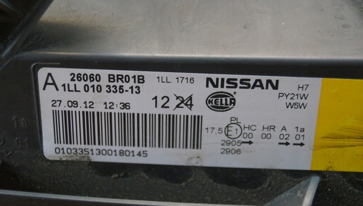 фото №16, Лампа левый перед nissan qashqai j10 рестайлинг 26060br01b