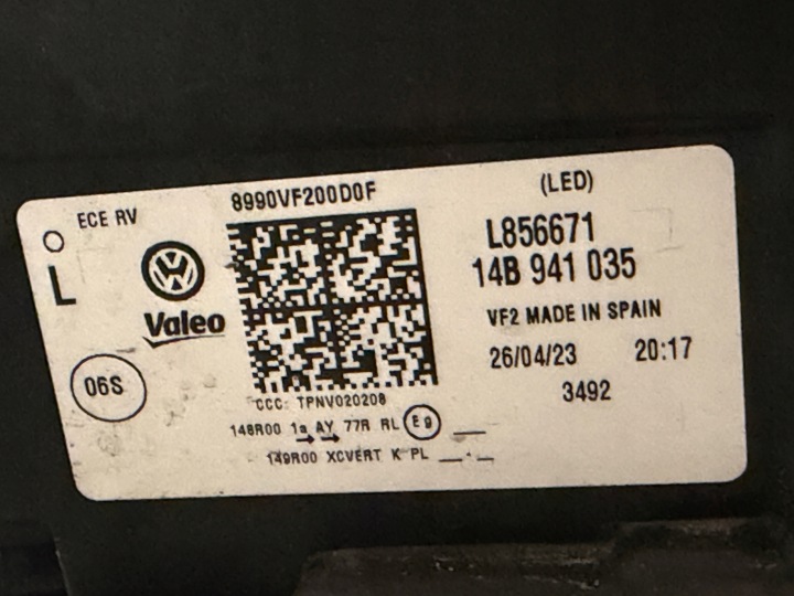 фото №11, Vw id7 id.7 полный led iq фара левая передняя org eu 14b941035