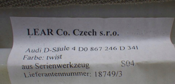 фото №8, Обшивка стійка d праве audi s8 a8 d2 4d0867246d