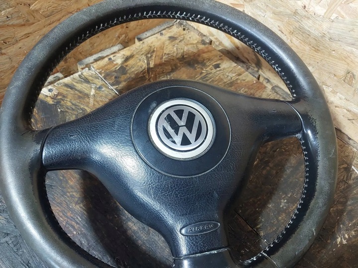 фото №16, Руль трёхспицевый кожа vw passat b5 golf iv 1j0419091ae