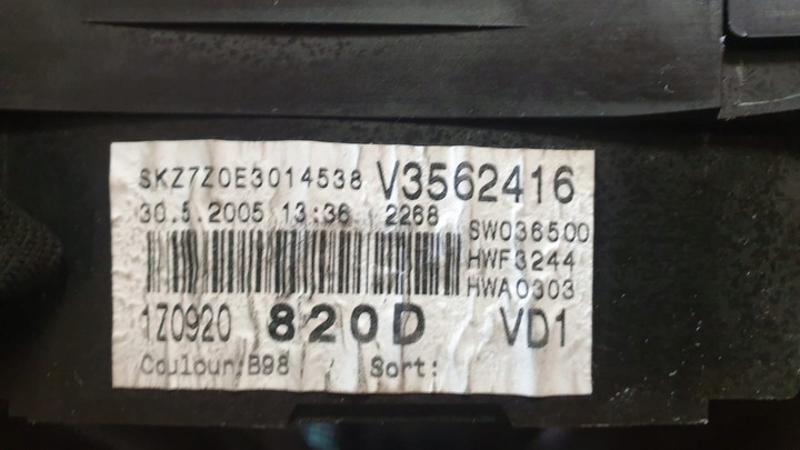 фото №5, Спідометр  skoda 1z0920820d octavia ii