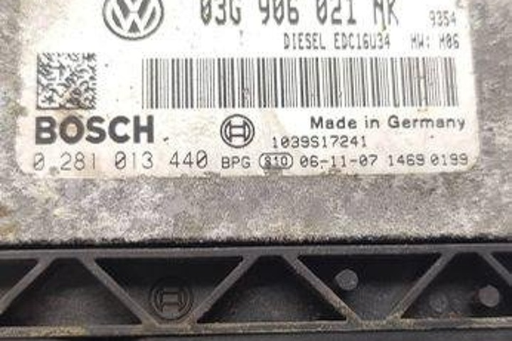 фото №1, Комп'ютер двигуна ecu vw passat b7 аксесуар 365 03g906021nk 2.0l дизель