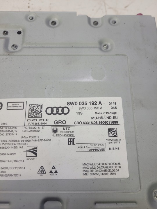 фото №6, Модуль центральна mib audi a4 b9 a5 8w0035192a