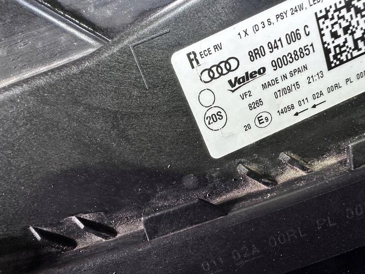 фото №15, Q5 sq5 8r рестайлинг лампа правая левая ксенон led некорректируемый 8r0941006c 8r0941005c